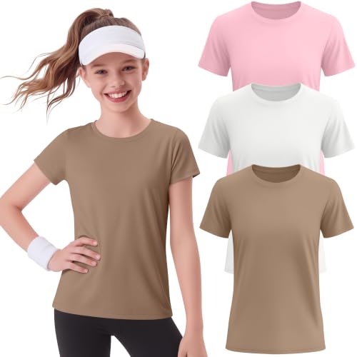 Girls' Athletic Shirts - 3-Pack Short Sleeve Active Tops