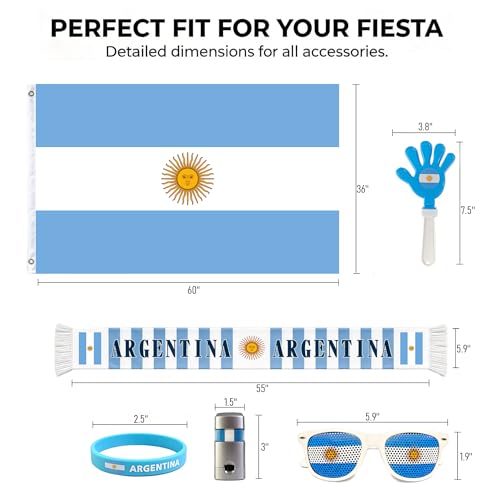 6-Piece Argentina Soccer Fan Cheering Kit for Game Day