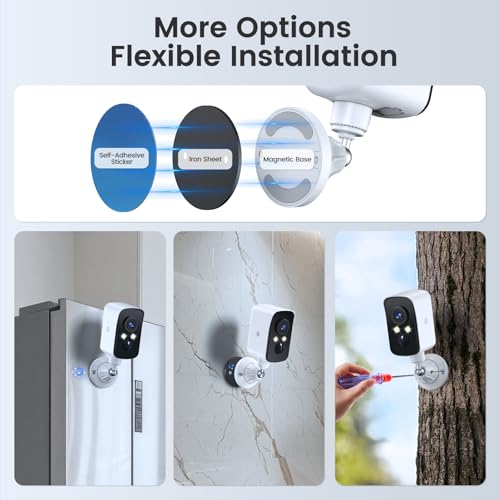 360¡Æ View Wireless Outdoor Security Camera, No Subscription Free 7-Day Cloud/SD, Pan, AI Detection, Magnetic, Battery Powered, 2.4G WiFi, 2K, Night Vision, 2-Way Talk, Home Security, IP65