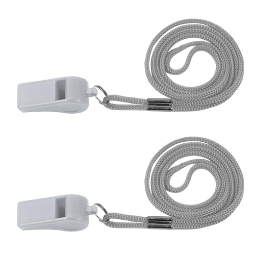 Loud ABS Sports Referee Whistle with Lanyard - 2 Pack - Gray