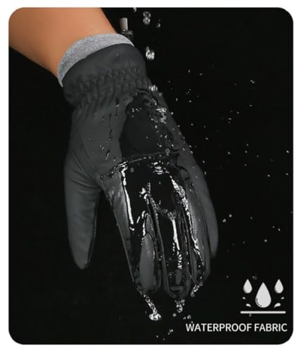 Men's Winter Ski Gloves - Touchscreen, Cold Weather, Black, One Size