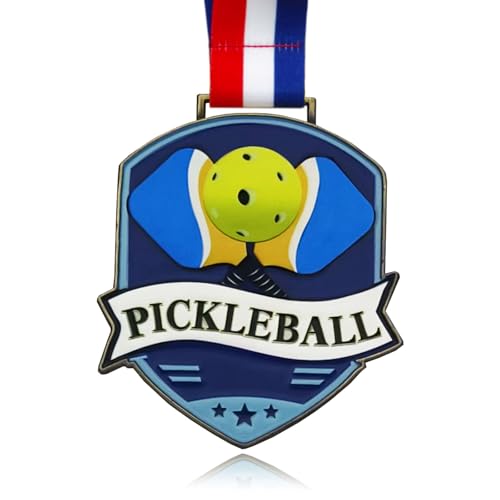 Pickleball Medal - 3.74 Inch Gold Fusion Medal with V Neck Ribbon