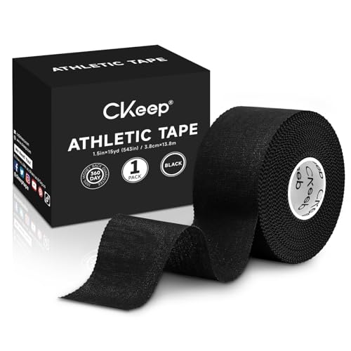 Athletic Tape - Original Cotton Waterproof Sports Tape, 1 Roll, Black