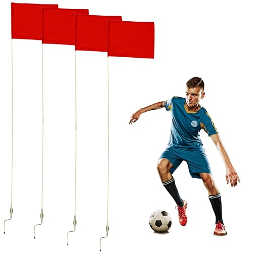 Soccer Corner Flags Set of 4 with 60-Inch Poles - Red