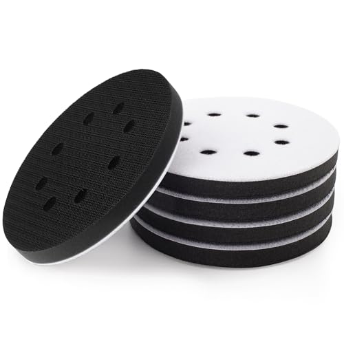 5 Pack 5 Inch Orbital Sander Pads, 8 Holes Sponge Sanding Pads Foam Sanding pad for Orbital Sander