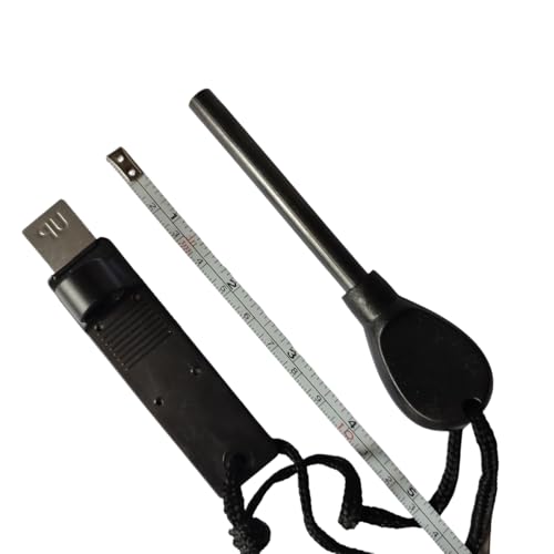Ergonomic Waterproof Ferro Rod Fire Starter - Black