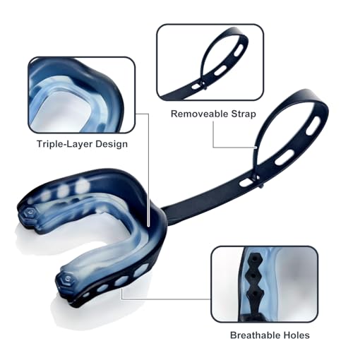 2 Pack Youth Football Mouth Guard with Strap and Case, Adults Sports
