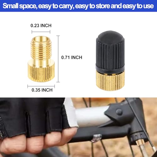 8-Piece Brass Presta to Schrader Valve Adapter Set with Tire Valve Covers