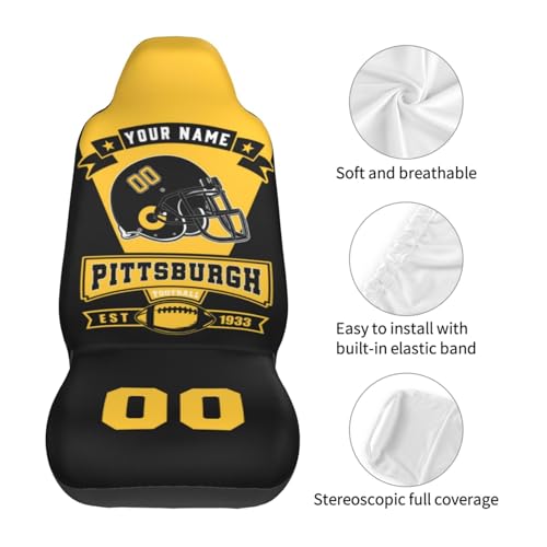Custom Pittsburgh Car Seat Cover - Personalized Soft Fabric Protector - One Size