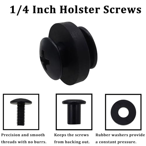 Chicago Screws Set - 16 Black Fasteners with Rubber Washers