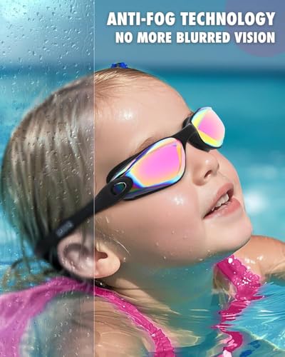 Kids Swim Goggles 2 Pack - Anti-Fog, UV Protection, Leak-Proof
