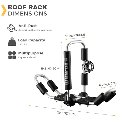 Folding J-Style Kayak Roof Rack Carrier for SUVs & Cars