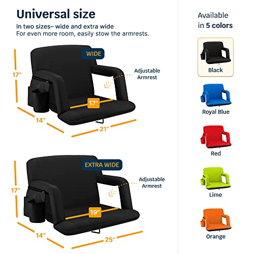 Portable Stadium Seats with Back Support - 21" Wide / Black