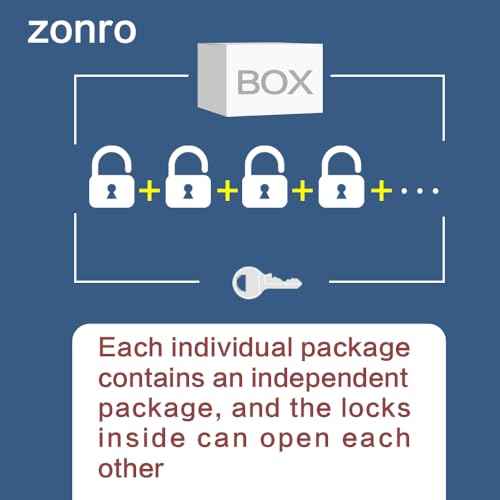 ZonRo Locks Laminated Steel Keyed Padlocks,Keyed Alike Locks, 1-9/16 inch Wide,Long Shackle Padlocks, Pack of 12£¬Orange Hoop, for Hasp Latch, Sheds, Fences, Storage Locker, School, Gym