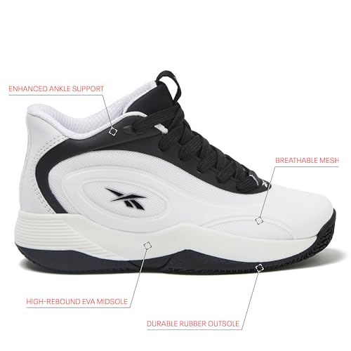 Reebok Open Gym Kids Basketball Shoes Size 7 Big Kid Black White Black