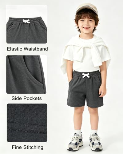 Toddler Boys Athletic Shorts 3 Pack Summer Soccer Basketball Pants Elastic Waist