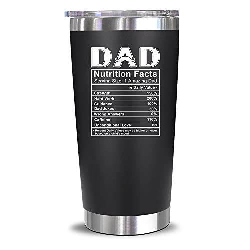 NewEleven Dad Nutrition Black 20oz Tumbler Gift for Father’s Day & Birthdays