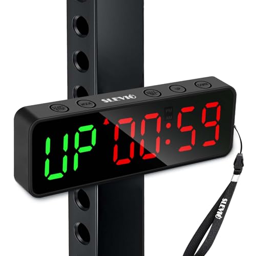 Magnetic Gym Timer Stopwatch with Large LED Display - Matte Black