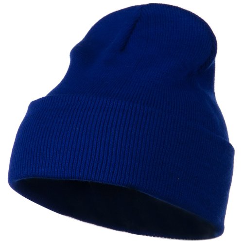 12-Inch Double-Layer Knitted Beanie - Royal Blue One Size Fits Most