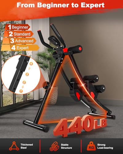 Dual Track Ab Machine for Home Gym - Adjustable & Foldable - Black