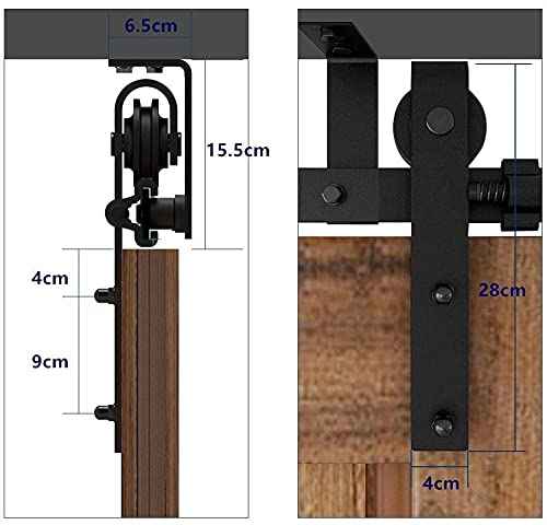CCJH 6FT Ceiling Mount Bracket Sliding Barn Door Hardware Kit Black,Strong Bearing, Low Ceiling L-Shape Bracket System, Fit 36" Wide Single Door Panel (Basic Style)