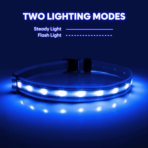 Illumifun Royal Blue LED Running Belt - USB Rechargeable High-Visibility Waist Light for Night Running & Cycling