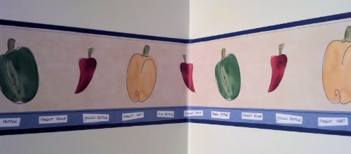 Gardening Wallpaper Border - Hot Peppers Design, 15 Feet