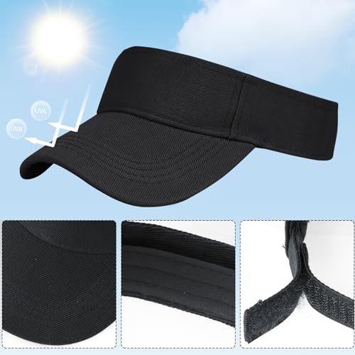 Adjustable Sun Visor Hat - 2 Pack Black Sports Visors