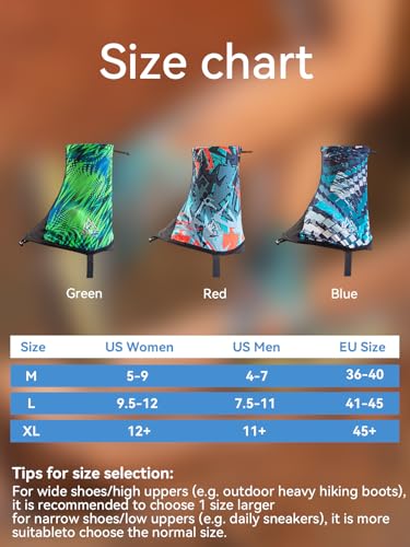 Trail Gaiters for Low Shoes - Blue, Large - Breathable & Durable