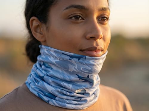 Sun Protection Neck Gaiter Mask - UV Blocker for Outdoor Use - Grey Fish