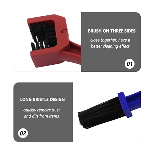 Motorcycle Chain Cleaning Kit - 2PCS Double-Ended Brush Set (Red & Blue)