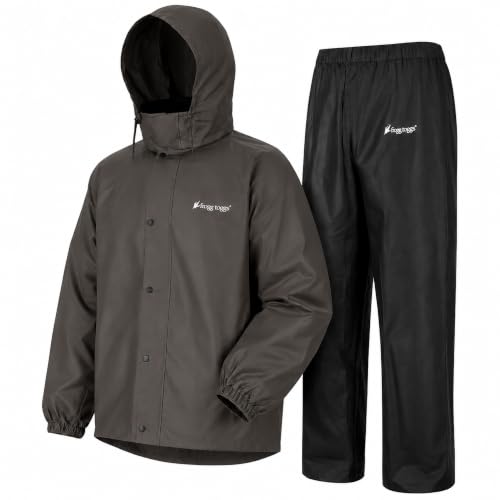FROGG TOGGS Men’s All-Sport Waterproof Rain Suit Set, Stone/Black Large