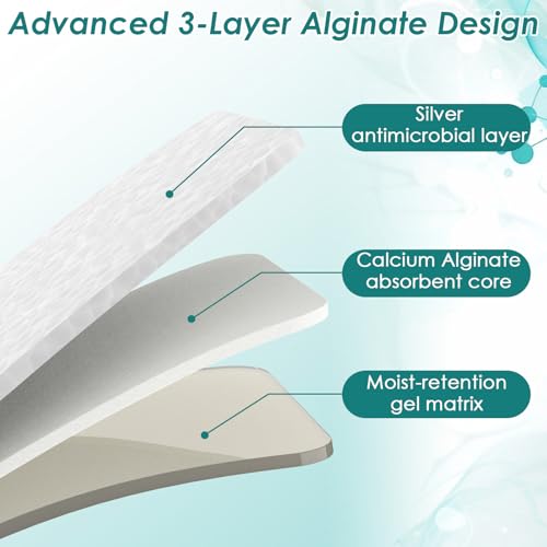 Calcium Alginate Wound Dressing Pads - 2" x 2" (5 Pack) - High Absorbency & Non-Stick