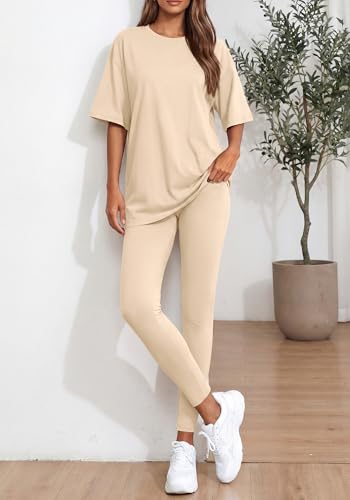 BTFBM Two-Piece Lounge Set for Women with Oversized Shirt & Leggings