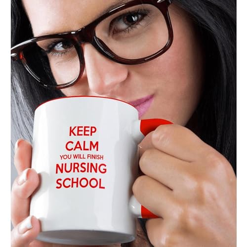3dRose Keep Calm You Will Finish Nursing School Mug 11 oz Red