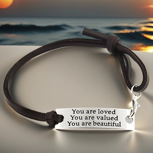 Inspirational Adjustable Leather Bracelet - You Are Loved