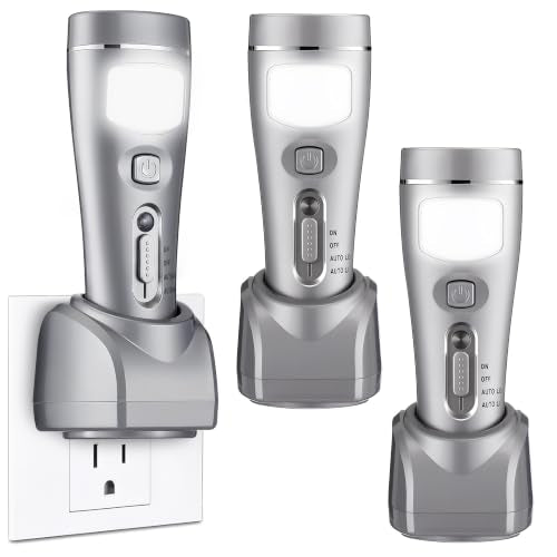 3 Pack Rechargeable Emergency Night Lights with Auto On Power Outage - Silver - Variation 3