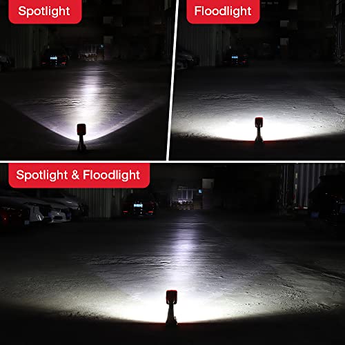 DTEZTECH Red 18W LED Work Light for Milwaukee M18 18V Battery, 1250LM Spotlight & Floodlight with USB, Pivoting Head