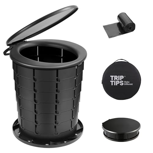 TripTips Carbon Adjustable Height Portable Toilet for Camping – Foldable Travel Rota-Seat