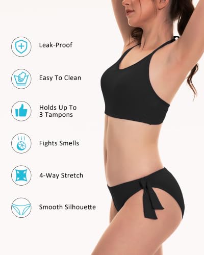 Beautikini Period Bikinis X-Small Black Halter Two-Piece Swimsuit