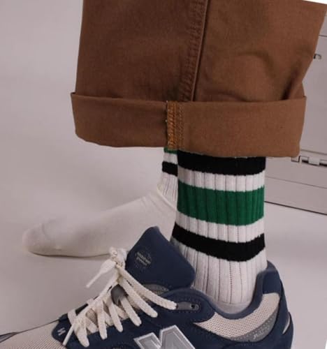 Retro Striped Crew Socks - One Size / 1 Pack Black & Green