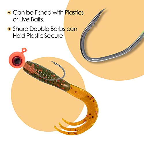 Crappie Jig Heads with 3D Eyes - White 1/16oz, 10 Pack Fishing Lures