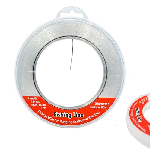 Clear Fishing Line 0.45mm 985ft - Strong Monofilament for Crafts, Beading & Decorative Use