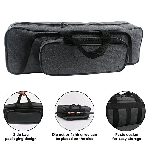 Hikary 43cm/17in Fishing Rod Bag Case with Side Pocket – Black