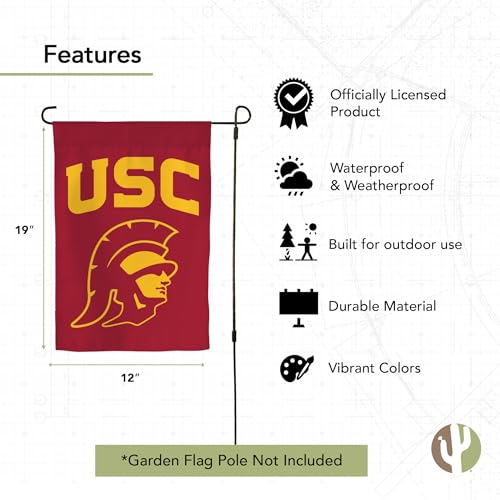 USC University of Southern California Desert Cactus Garden Flag - Red, Double-Sided 3-Ply Outdoor Banner