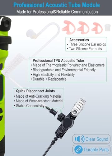 Commountain Clear Acoustic Tube for Left Ear Two-Way Radio Earpiece & Headset