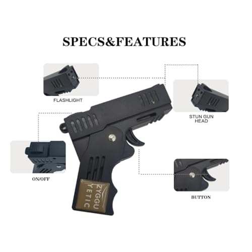 Collapsible Stun Gun for Self-Defense with LED Flashlight Safety Switch Rechargeable, Personal Emergency Protective Devices for Men and Women