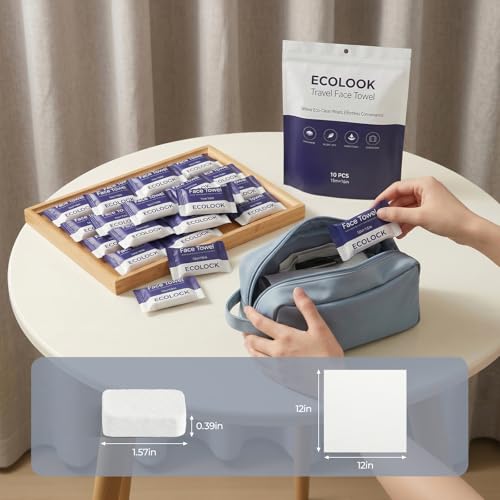 Compressed Disposable Face Towels - 10 Pack, 12" x 11", Quick-Drying