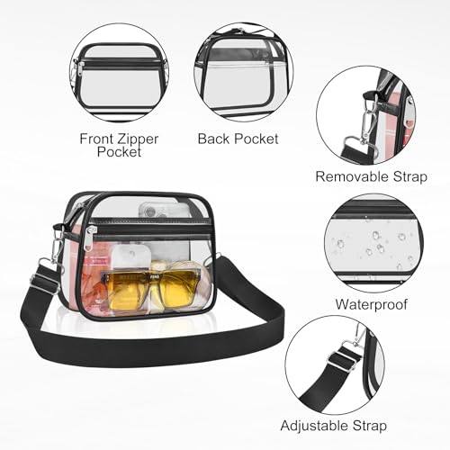 Clear Stadium Bag - Waterproof PVC Handbag - Black Small