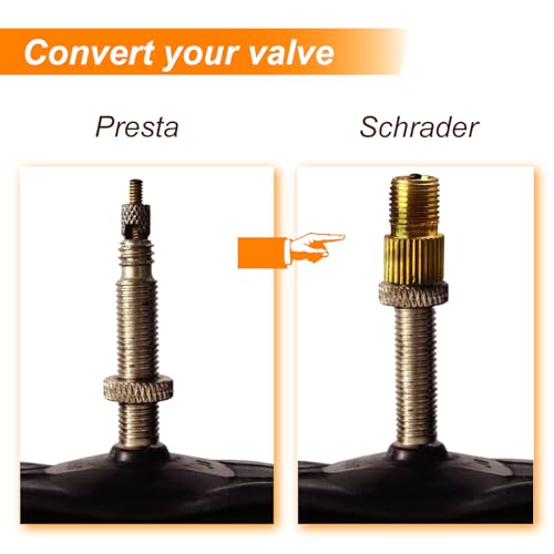 Presta to Schrader Valve Adapter for Bicycle - Aluminum, 5pcs - Black